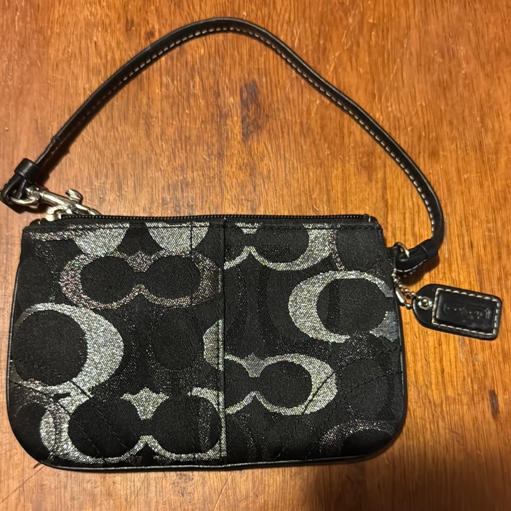Coach Black and Gray Signature Wristlet